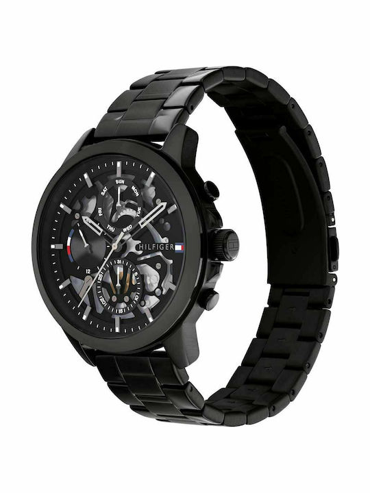 Tommy Hilfiger Henry Men's Watch 44mm Chronograph Battery with Black Metal Bracelet