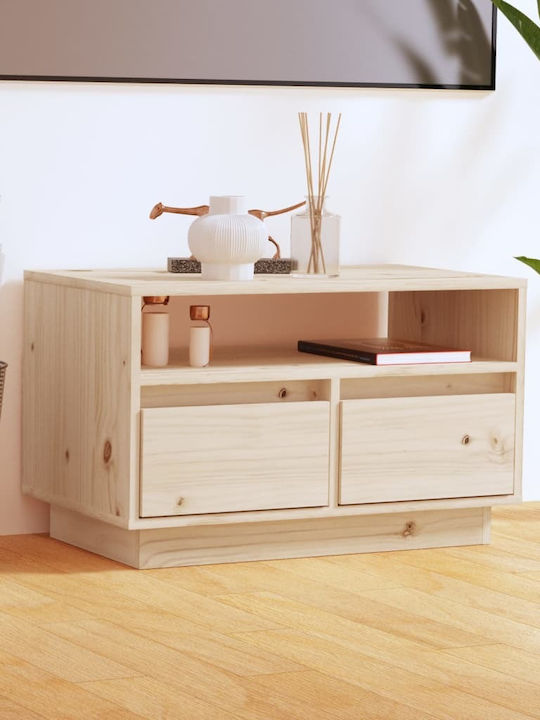 Solid Wood TV Furniture with Drawers Natural L60xW35xH37cm