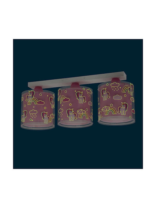 Ango Kids Metallic / Plastic Chandelier Ceiling Light E27 Unicorns Pink 23W 15x15cm