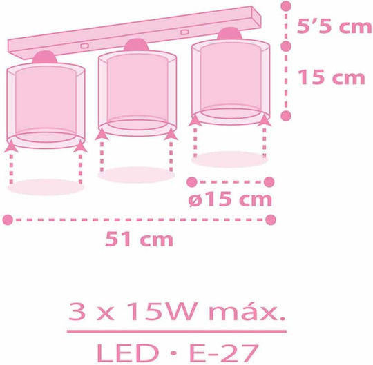 Ango Unicorns Kronleuchter Kinderdeckenleuchte Deckenleuchte 23W mit Fassung E27 Rosa 15x15cm