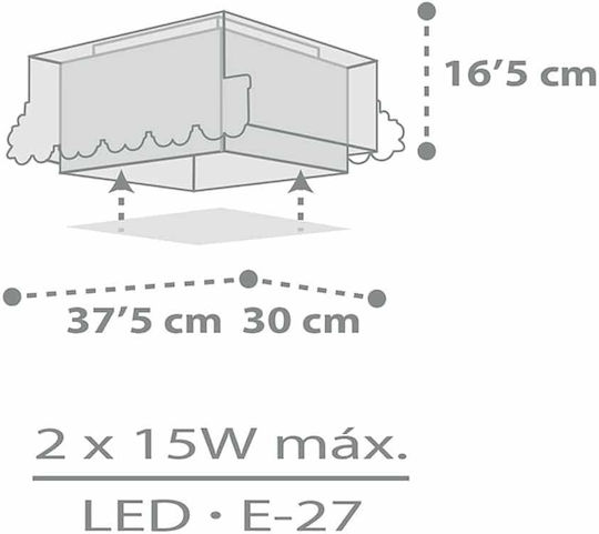 Ango Night Train Einfaches Licht Kinderdeckenleuchte Deckenleuchte montieren 15W mit Fassung E27 Mehrfarbig 37.5x16.5cm