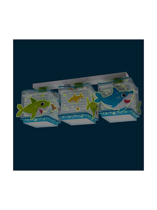 Ango Kids Plastic Chandelier Ceiling Light E27 Little Shark Multicolour 23W 53x15cm