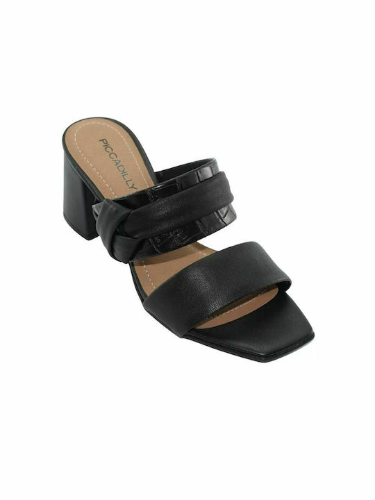 Piccadilly Anatomic Women's Sandals Black with Chunky Medium Heel