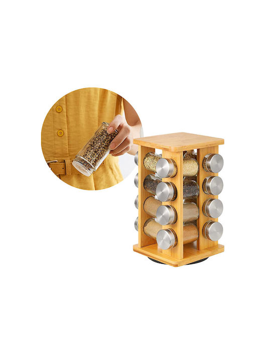 Timeless Tools Bamboo Tabletop Rotating Spice Rack Brown 16pcs