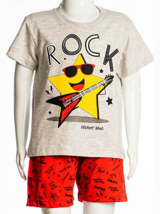 Dreams by Joyce Παιδική Πιτζάμα Καλοκαιρινή Γκρι Rock Star