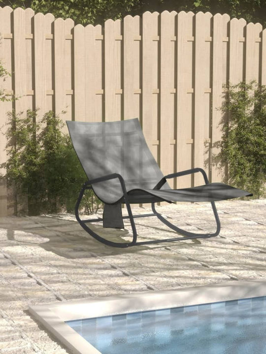 Deckchair Metallic with Textilene Fabric Grey 145x57x83cm.