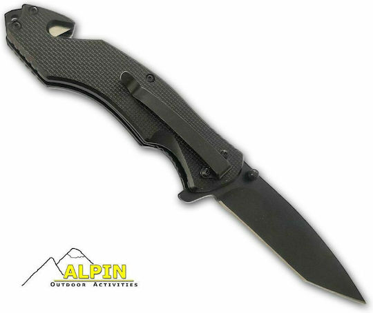 Alpin Tactical Series Outdoor Black Survival Pocket Knife with Sheath