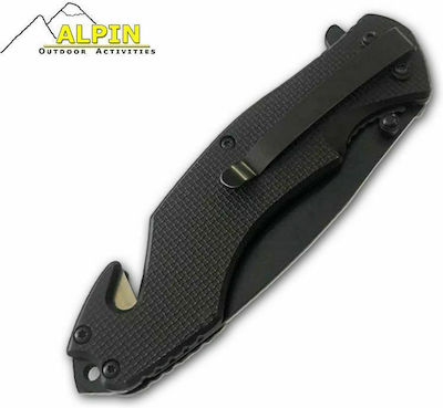 Alpin Tactical Series Outdoor Pocket Knife Survival Black Total Length 20.3pcs with Blade made of Stainless Steel 8.5pcs in Sheath