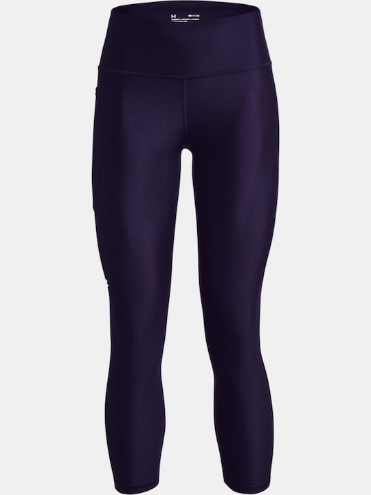 Heat Gear Training Women's Cropped Leggings Firming Shiny High Waist Purple