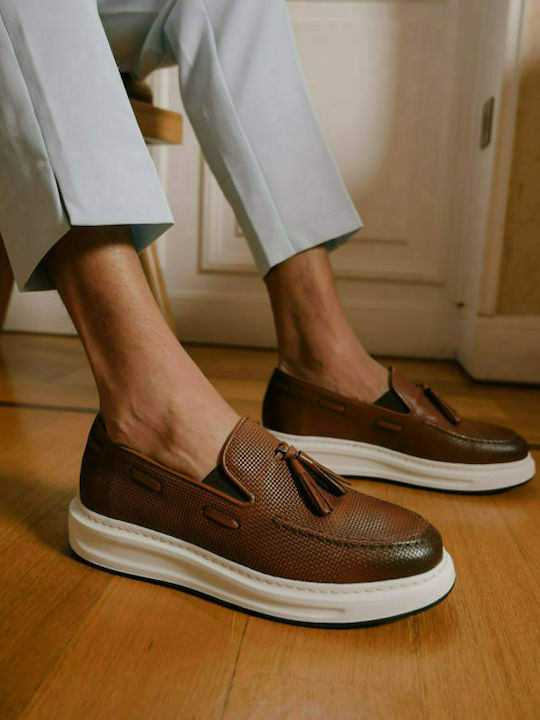 2916 Leder Herren Mokassins in Tabac Braun Farbe