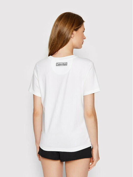 Calvin Klein Καλοκαιρινό Γυναικείο Σετ Πιτζάμας Βαμβακερό Λευκό