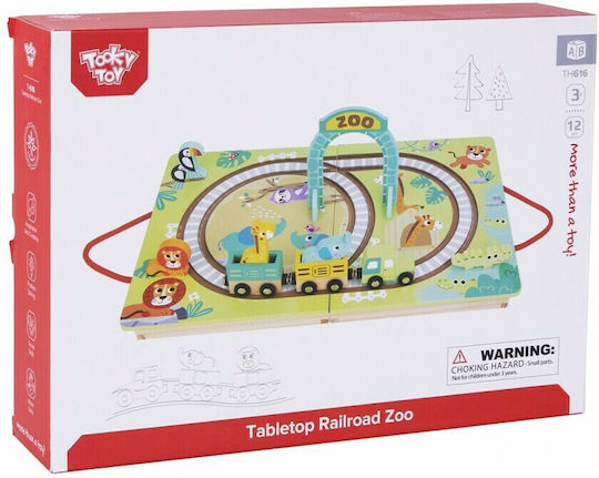 Tooky Toys Zoo Set with Train made of Wood for 3+ years+ Years