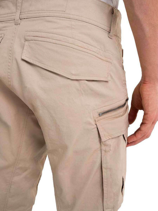 Trousers Cargo Elastic in Regular Fit Beige
