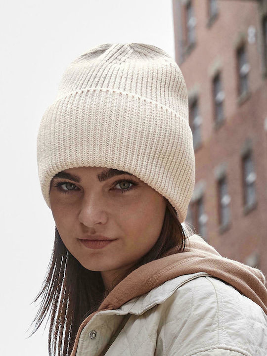 Beechfield B384R Ribbed Beanie Cap Biscuit