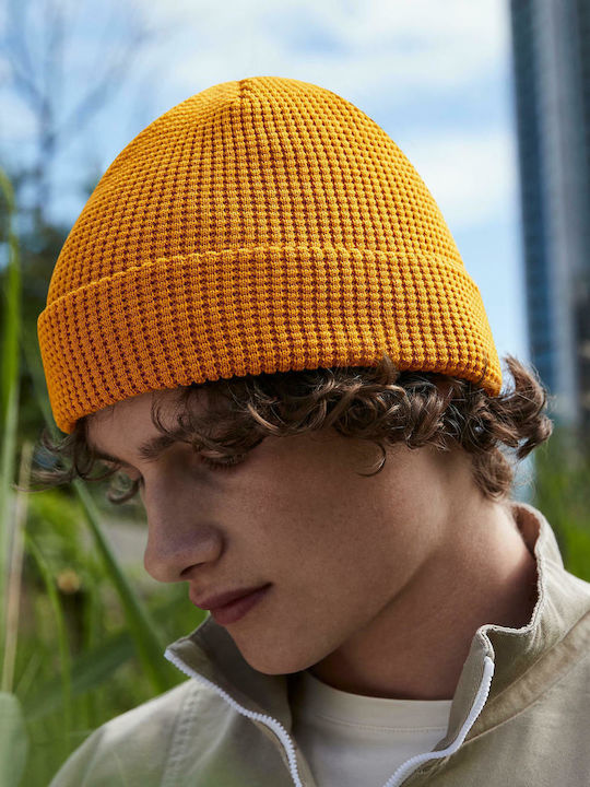 Cotton Waffle Beanie Ανδρικός Σκούφος Πλεκτός Mustard