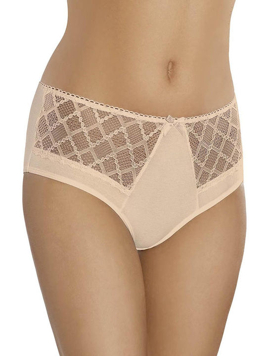 Gabidar 47706 Cotton High-waisted Women's Boxer with Lace Beige