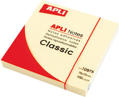 Apli Post-it Notes Pad Cube 100 Sheets Yellow 7.5x7.5cm