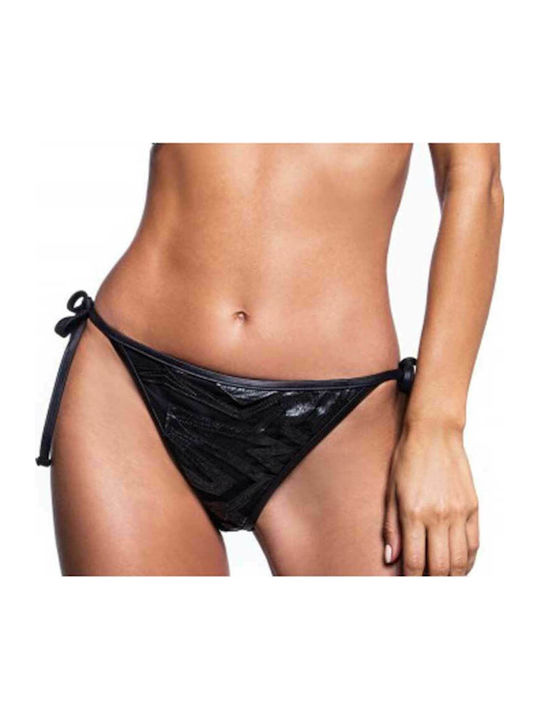 Bikini Slip με Κορδονάκια Μαύρο