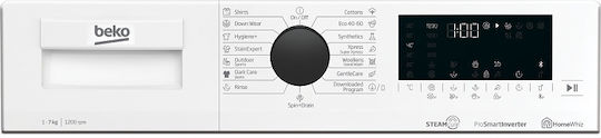 Beko WUE7626XBWS Πλυντήριο Ρούχων 7kg με Τεχνολογία Ατμού 1200 Στροφών 7000 640 062