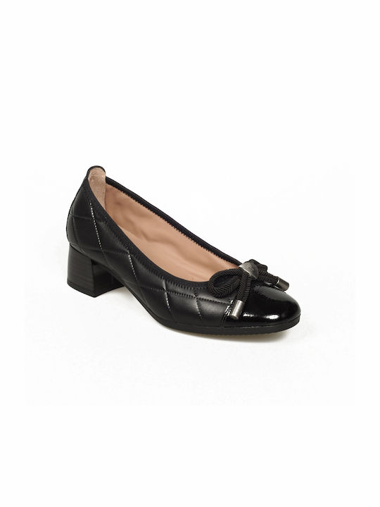 Hispanitas Leder Pumps mit Chunky flachem Absatz Schwarz