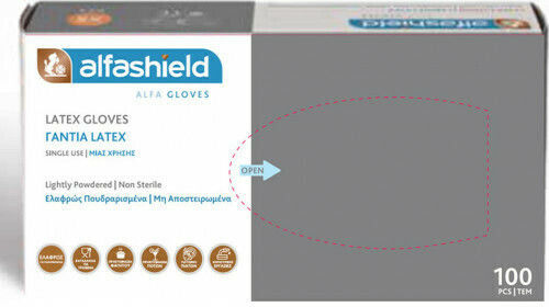 Karabinis Medical Alfa Gloves Γάντια Λάτεξ Με Πούδρα σε Λευκό Χρώμα 100τμχ