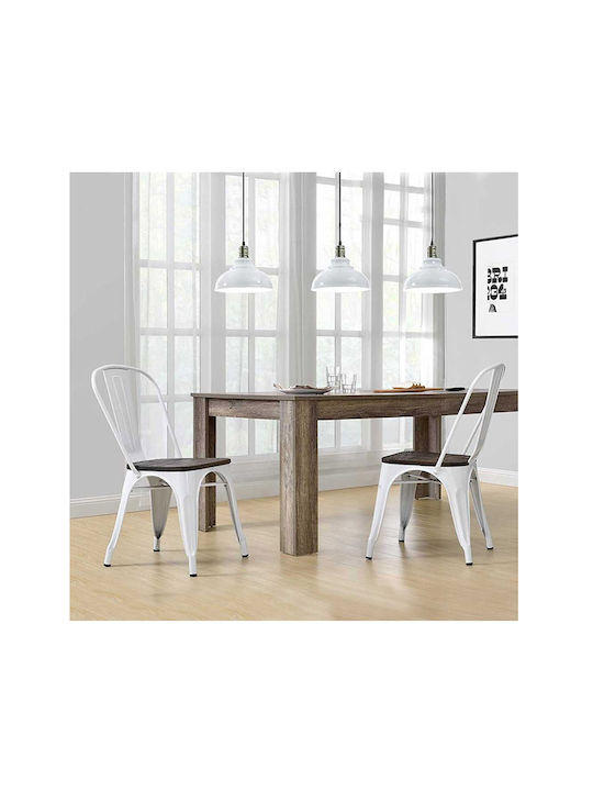 Dining Room Metallic Chair White 84x48x45cm 2pcs