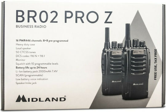 Midland BR02 Pro Z Walkie Talkie χωρίς Οθόνη Σετ 2τμχ