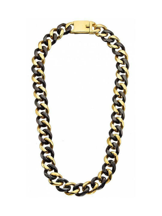 Oxzen Chain Neck Cuban made of Stainless Steel Gold-Plated Thick Thickness 19mm and Length 60cm