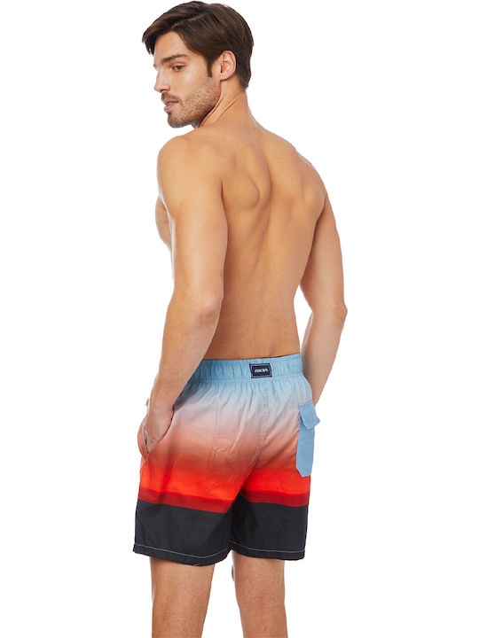 Minerva Men's Swimwear Shorts Red Mirage with Patterns