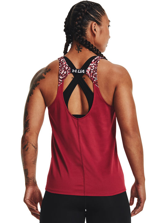 Under Armour Fly By Printed Women's Athletic Blouse Sleeveless Black Rose