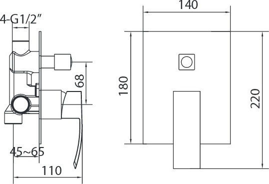 Creavit DNV2448 Μίκτης Μπαταρίας Εντοιχισμού Μπανιέρας 2 Εξόδων Ασημί Creavit DNV2448 Μίκτης Μπαταρίας Εντοιχισμού Μπανιέρας 2 Εξόδων Ασημί