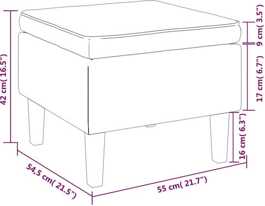 Табуретка за крака Облечена с Текстил Черна 55x54.5x42см