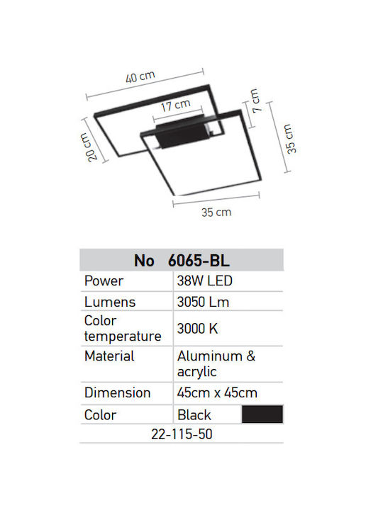 Inlight Modernă Metalică Plafonieră de tavan cu LED Integrat 45buc Negru