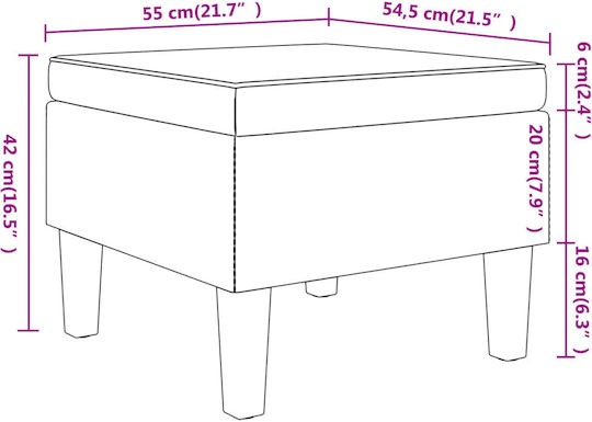 Υποπόδιο Επενδυμένο με Ύφασμα Μπορντό 55x54.5x42εκ.