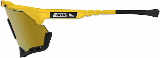 Scicon Cycling Glasses Aeroshade XL with Yellow Frame & Mirror Lenses