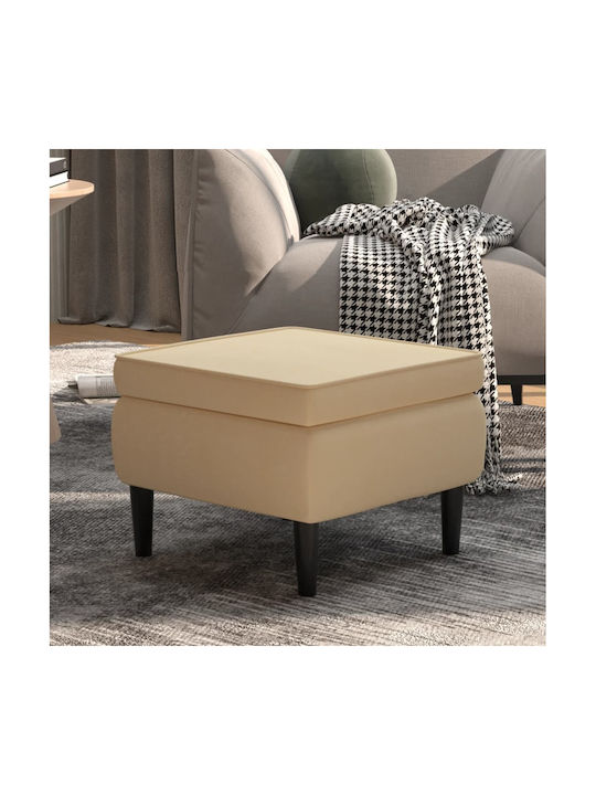 Stool Footstool Upholstered with Fabric Cream 55x54.5x42cm