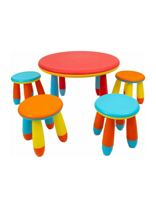 Set de masă pentru copii cu scaune din plastic Roșu