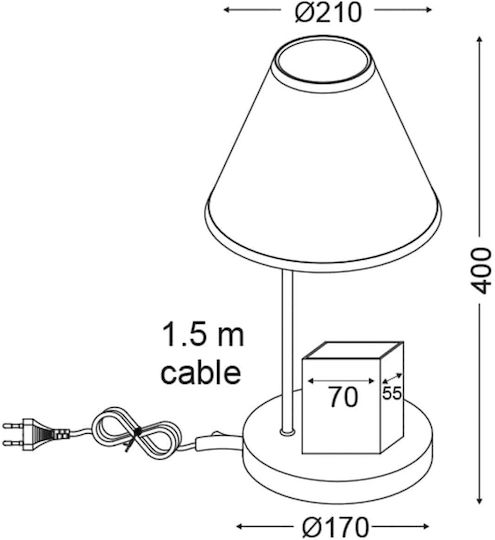 Aca Kids Portable Lamp Space Blue 21x21x40εκ.
