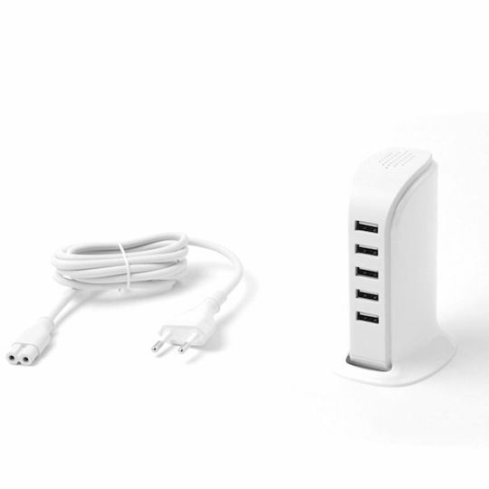 Dudao Charging Stand with 5 USB-A Ports in White color (A5EU)