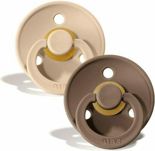 Bibs Colour Pacifiers Rubber with Case Vanilla / Dark Oak for 18+ months 2pcs