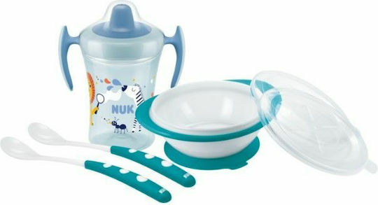 Nuk Feeding Set Learn To Eat made of Plastic Light Blue 3pcs for 6+ months