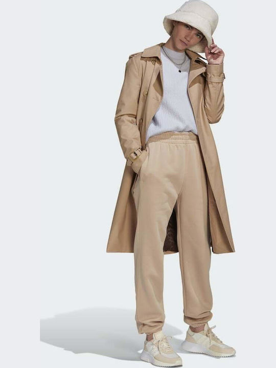 Adicolor Essentials Ψηλόμεσο Παντελόνι Φόρμας με Λάστιχο Fleece Magic Beige