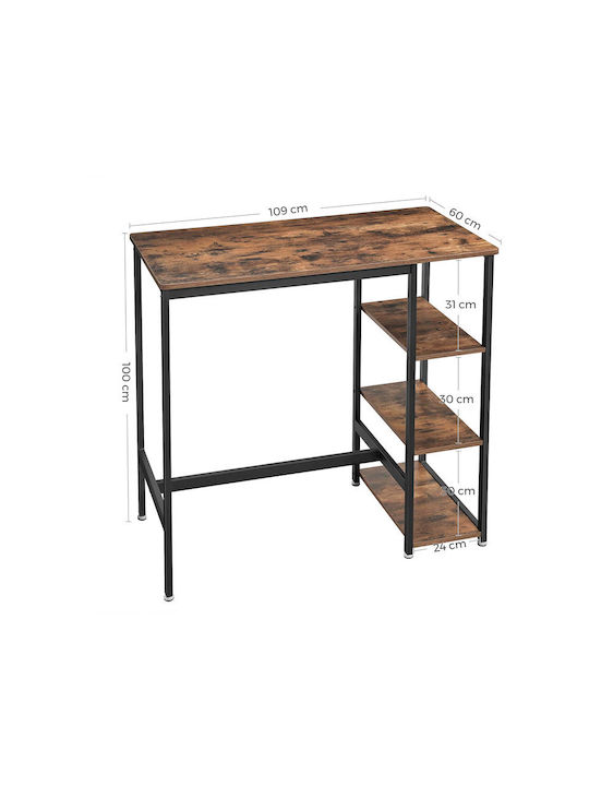Table Bar Wooden with Metal Frame Walnut 109x60x100cm
