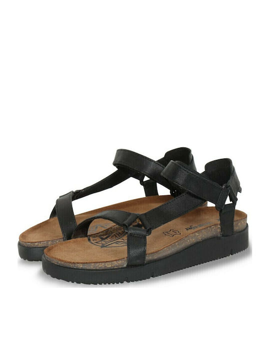 Ranch Hiking Leather Women's Flat Sandals Anatomic in Black Color