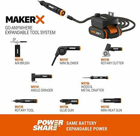 Worx WX743.9 Makerx Heißluftpistole Solo mit Maximaltemperatur 260°C