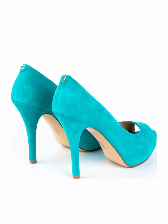 Peeptoe Pumps Hellblau