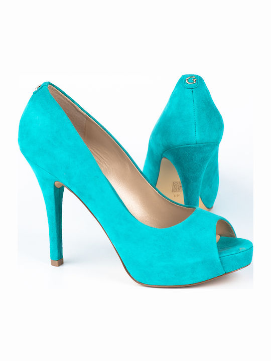 Peeptoe Pumps Hellblau