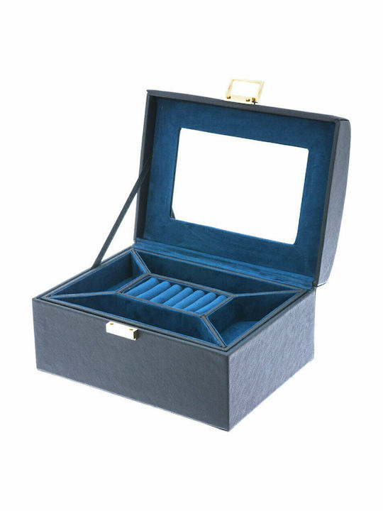 Davidts Cutie pentru Bijuterii cu Husă de Călătorie din Catifea cu Oglindă Neagră 21.5x18.5x11.5cm