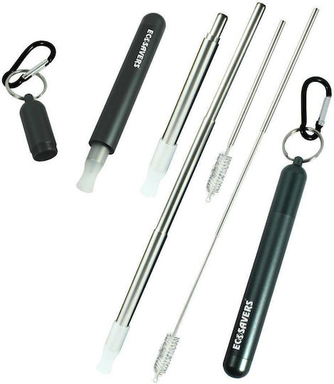 Ecosavers Straw Metal Silver βούρτσα with Brush 1pcs