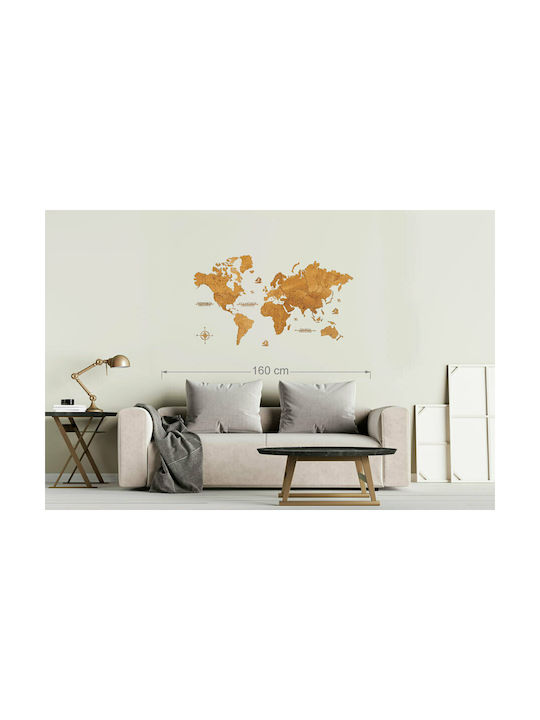 Wall Decor World Map Handmade Wooden 115x65cm
